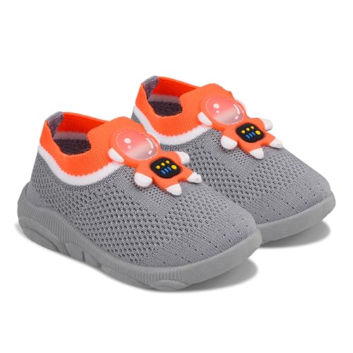 Image of HOOH Baby Unisex Walking Shoes with Musical Sound and Spinner, Knitted Upper, Slip Resistant, Mid Top Sneaker, Water Resistant, 0-24 Months