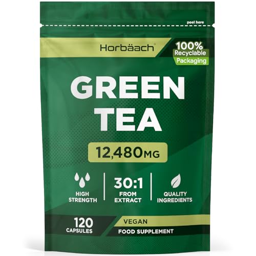 Té Verde Cápsulas 12480mg | Extracto Máxima Potencia | 120 Comprimidos Veganos | Horbaach