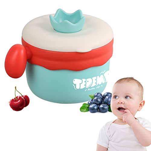 Syfunlv Isolierender Thermobehälter,Breischale Baby, Hält als kalt/warm - Doppelwandig 160-400ml Edelstahl Saugnapf Schüssel,Lunchbox Kindergeschirr,für Baby und Kinder (Grün,Becher)