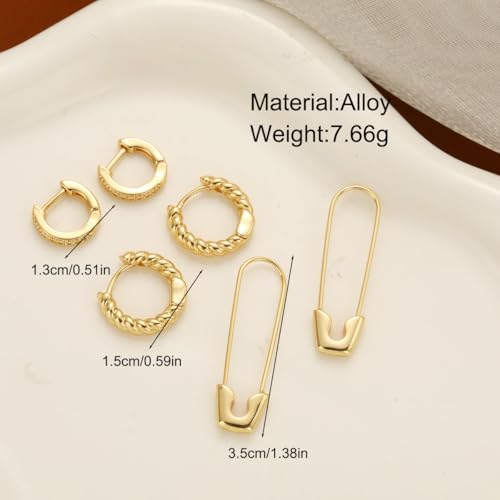 Image of Shining Diva Fashion Anti Tarnish Jewellery Celebrity Inspired 14k Real Gold Plated Simple Plain Link Chain Chunky Huggie Hoop Trendy Stylish Copper Earrings for Women Girls