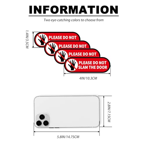 Image of 4 PCS Please Do Not Slam The Door Sign Stickers, Waterproof and UV Resistant Close Door Gently Sign for Van Car SUV Taxi Driver Window Door (Small Size)