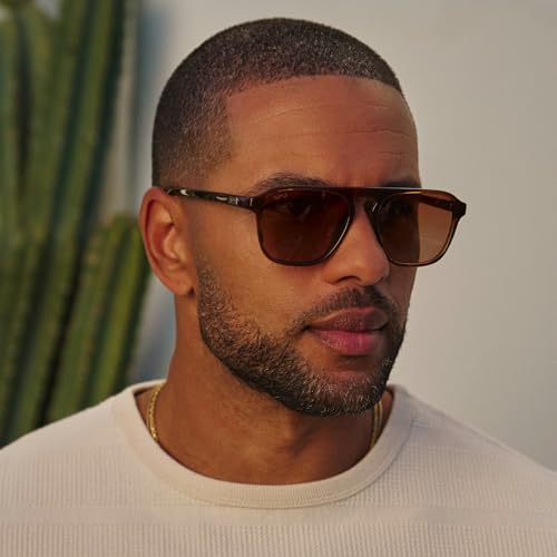 Image of WearMe Pro Polarized Modern Aviator One-Bridge Square Mens Sunglasses