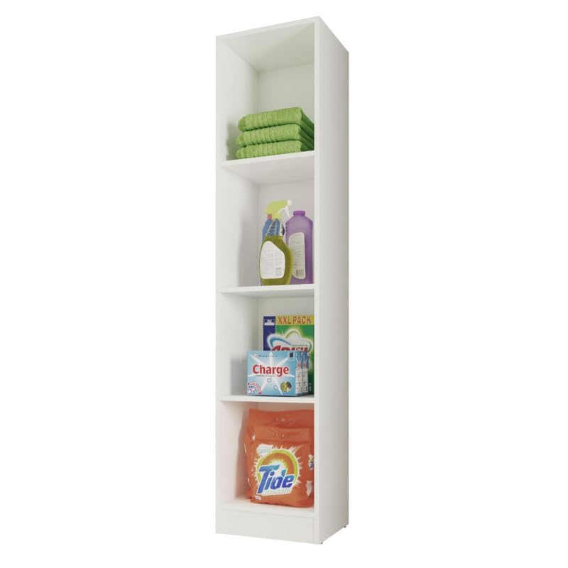 Armoire 1 Porte Blanche Mutifonctions 4 Niches L 35 H 160.6 P 31.5 cm