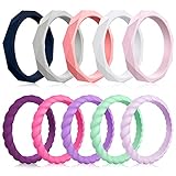 Mokani 10/4/1 Pack Silicone Wedding Ring for Women, Thin and Stackable Rubber Band, Fashion, Colorful, Comfortable fit, Skin Safe