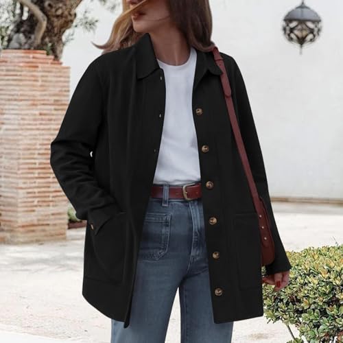 Faux Suede Jacket Women Fall Fashion 2025 Leather Jacket Long Sleeve Shacket Button Down Trendy Winter Clothes Outerwear4