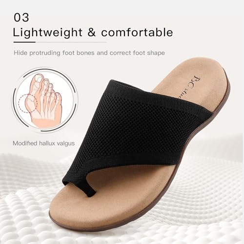 BCSTUDIO Women Comfort Orthopedic Knit Flip Flop Sandals with Arch Support3