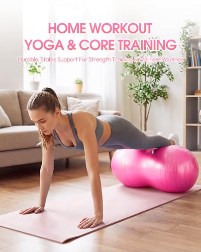 Image of Premium Peanut Ball - 100x50cm Anti-Burst Exercise Ball for Physical Therapy, Pregnancy Labor & Home Fitness Sensory| Non-Slip Design | Quick-Inflate Pump Included