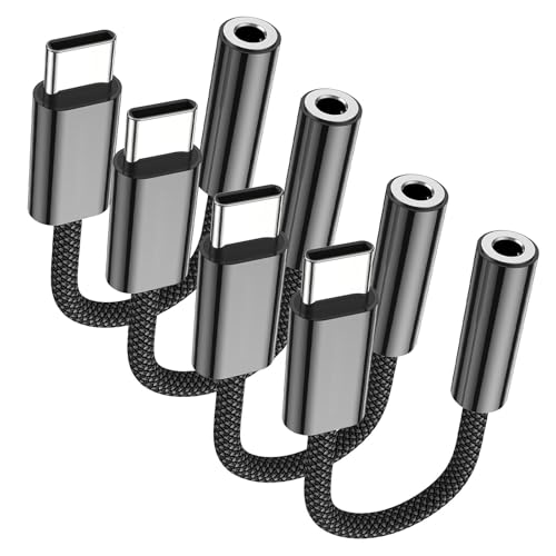 Fidioto 4 Pack Black USB Type C to 3.5mm Female Headphone Jack Adapter,USB-C to 3.5mm Audio Converter, USB C to Aux Audio Dongle Cable Cord Compatible with17/16/16 Pro Max/16 Pro/16 Plus, iPad Pro,etc