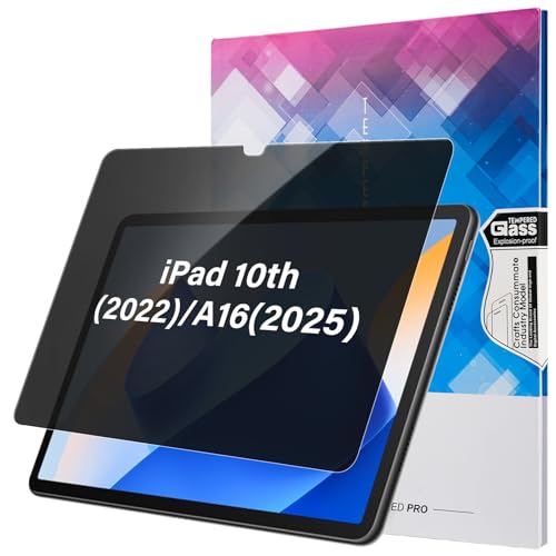 Miieadoo 360Privacy Screen Protector for iPad A16 11th 10th Generation (11/10.9 inch 2025/2022) Anti-Spy Tempered Glass Film Guard for iPad 10.9-inch Anti-Finger