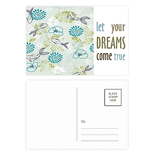 Tarjetas de agradecimiento azules con diseño de flores y hojas de pescado, pack de papelería