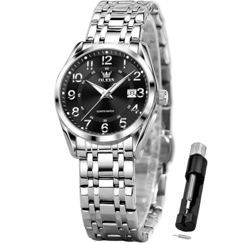 Image of OLEVS Womens Watches Classic Dress Quartz Female Wristwatch Ladies Stainless Steel Waterproof Luminous Date Easy Read Watch for Lady