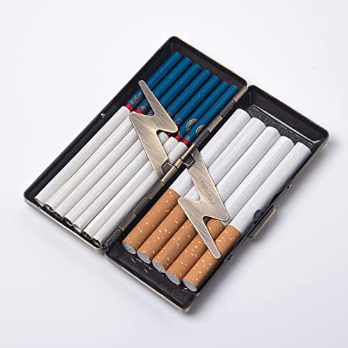 Image of Metal Cigarette Case - Portable Double Sided Spring Clip, Holds 10 Cigarettes, Button Closure, Vntage Bronze