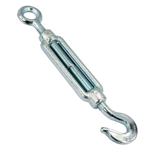 PRIOstahl Spannschloss verstellbarer Spannverschluss Seilspanner Spannschraube Spannhaken Wantenspanner x 1 Stück Ausführung: Haken - Öse Größe: M12 Verbindung für Drahtseile Seile Verzinkt