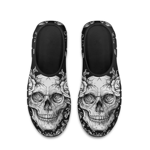 Skull Print Slip On Sneakers for Women Walking Shoes Breathable Mesh Casual Tennis Shoes2