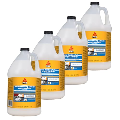 SIKA SikaLatex R Concrete Adhesive, 1-Gallon, 4-Pack – Acrylic Admix for Portland Cement, Strong Bonding, Freeze-Thaw Resistant, Ideal for Mortar, Concrete, and Grout Projects