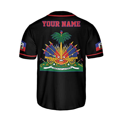 Leeprints Personalized Name Haiti Baseball Jersey, Haitian Baseball Jersey for Men Women, Haitian Flag Jersey miniatura 3