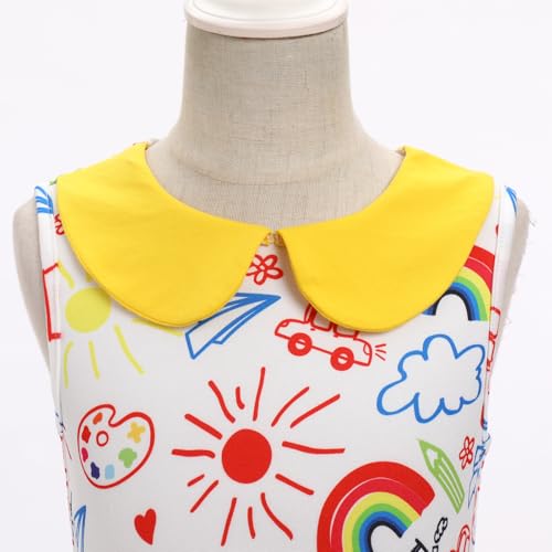 IMEKIS Toddler Kids Girls Back to School Dress Sleeveless Pencil Print Kindergarten First Day of School Outfit 3-7T4