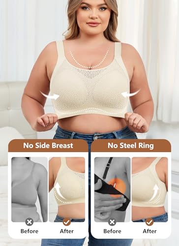 Image of Xcutting Lace Women's Seamless No Underwire Bra Soft Wireless Comfort Bralettes Full Coverage Bralette Everyday T-Shirt Bra