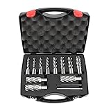 WICHEMI Annular Cutter Set 3/4 Inch Weldon Shank 2 Cutting Depth and Cutting Diameter from 7/16 to 1-1/16 for Magnetic Drill Press HSS Standard Kit Two Flat with 2 Pilot Pins