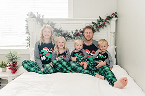 Image of IFFEI Matching Family Pajamas Sets Christmas PJ's with Letter and Plaid Printed Long Sleeve Tee and Bottom Loungewear