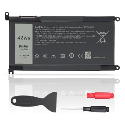 Tinkon WDX0R 42WH Laptop Battery for Dell Inspiron 13 15 5000 7000 Series 5570 7579 7569 7570 7378 5567 7573 5565 5379 5378 5767 5775 Latitude 3189 3580 3490 3590 3340 3400 3390 3500 3190 P66F P58F Cover
