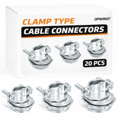 20 Packs 1/2 3/4 1 Cable Connectors Compatible with Romex Zinc Alloy Wire Clamps for Metallic Conduit Protect Cables NM Cables Electrical Box Silver-Zinc
