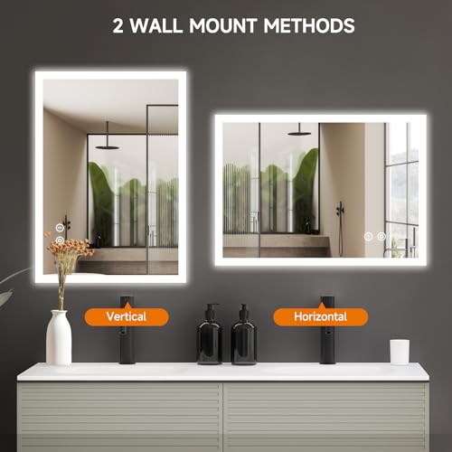 YOLEO Bathroom Mirror with LED Lights, 700x500mm Illuminated Bathroom Mirror, Wall Mounted Vanity Mirror with 3 Colors Dimmable, Anti-Fog, Touch Switch, Waterproof IP44, Horizontal/Vertical - Cosy Home Interiors YOLEO Bathroom Mirror with LED Lights, 700x500mm Illuminated Bathroom Mirror, Wall Mounted Vanity Mirror with 3 Colors Dimmable, Anti-Fog, Touch Switch, Waterproof IP44, Horizontal/Vertical - Image 6