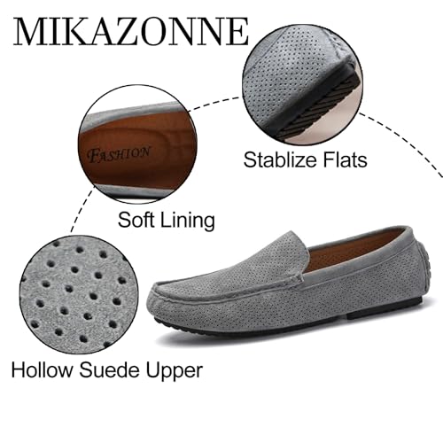 Men's Hollow Suede Flats Loafers Comfort Breathable Moccasin Slip On Casual Penny Driving Shoes Soft Non Slip Work Dress Boat Shoes3