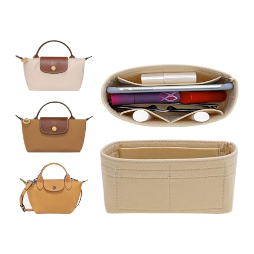 LOUKAYCCI Mini Organizador de Feltro para Bolsa Longchamp Mini XS, Organizador de Bolsa com 3 Compartimentos e Design Moderno