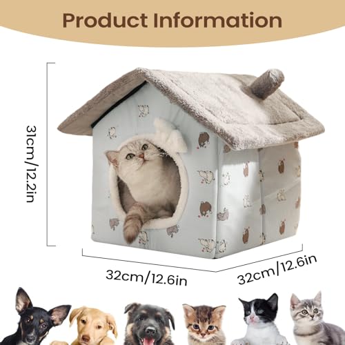 Coussin de nid couvert pour chat : lit grotte chaud pour l'hiver - 3