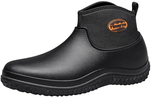 TENGTA Unisex Waterproof Garden Shoes Mens Lightweight Slip-On Rain Mud Boots for Women Lawn Mowing Booties