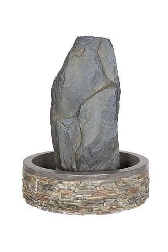 Easy Fountain Snowdonia Monolith Water Feature – Mains Powered, No Plumbing, Outdoor Garden Fountain with Recirculating Pump, Polyresin, Patio & Garden