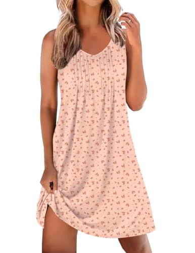 Image of Ekouaer Nightgowns for Women Sleeveless Sleep Shirt Tank V Neck Night Gown