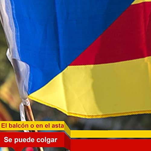 Bandera Catalana Grande 150x90cm, Estelada Blava Independentista, Impermeable, Ideal Para Interior y Exterior