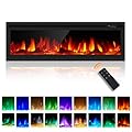 AMERLIFE 50" Electric Fireplace Inserts Recessed and Wall Mounted with Remote Control, Fireplace Heaters for Indoor Use with Timer, 9 Adjustable Flame Colors and Brightness, Log & Crystal, Black