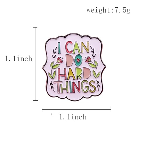 Image of I Can Do Hard Things Enamel Lapel Pins Inspiring Badge Letter Inspirational Quote Pin Brooch Backpack Gifts for Friends