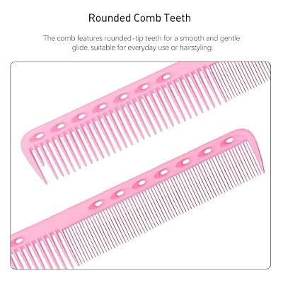 3-Piece Carbon Fiber Salon Hairdressing Comb Set for Men and Women - Fine Cutting Comb (Pink, Blue, Purple)