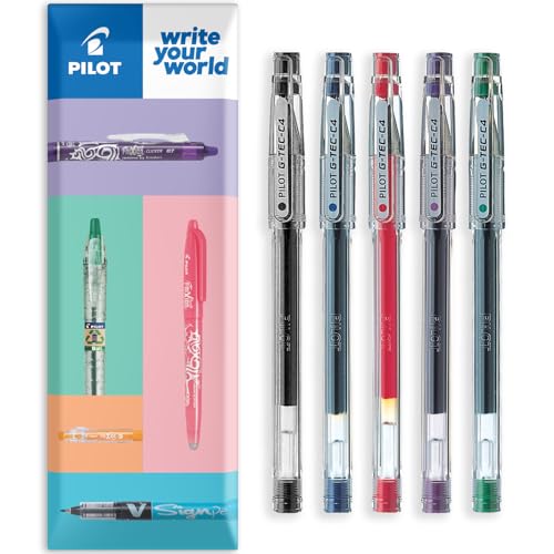 Bolígrafos Pilot G-Tec C4 Gel Roller de 0.4mm Multicolor x5