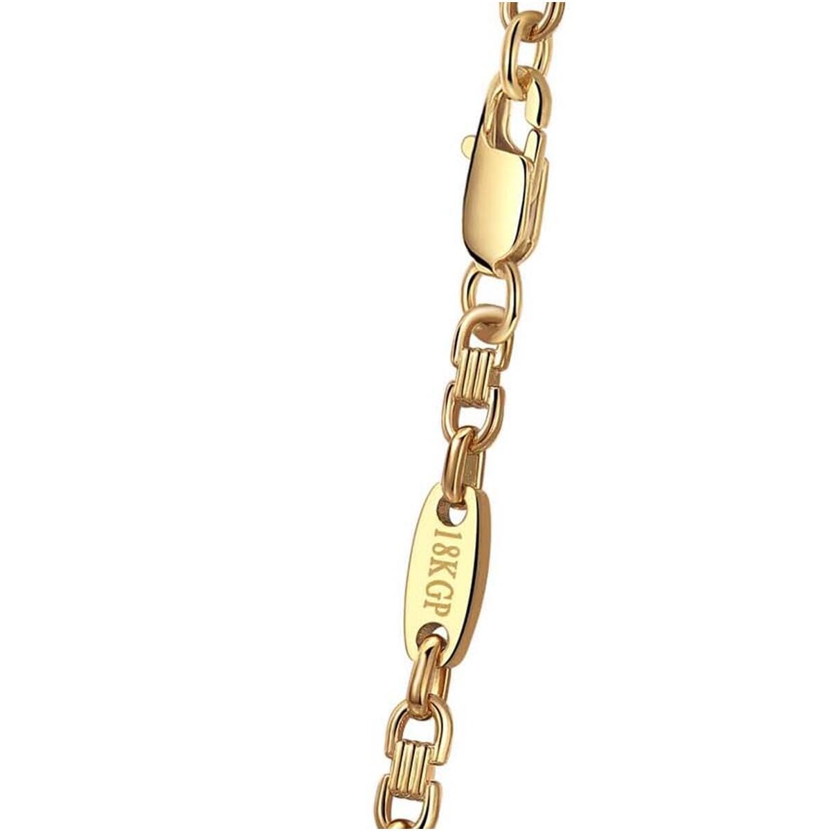 DJADEE Herren Kette Gold 750 vergoldet Premium Edelstahl 316L Plattenkette 5/8/10/12 mm Wasserfest Hypoallergen Hochglanzpoliert Geschenk für Männer Halskette Steigbügelkette 18 Karat gestempelt