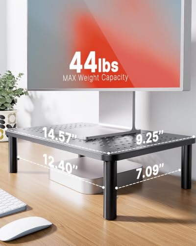 Image of HUANUO Monitor Stand, Monitor Stand Riser 3 Height Adjustable, Monitor Riser with Airflow Vents, Laptop Stand for Desk, Laptop Riser, Desk Organizer for Monitor, Laptop, PC, Printer