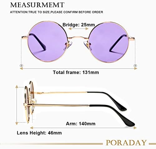 PORADAY 클래식 서클 안경 레트로 라운드 편광 선글라스 남성 여성 — 사진 7