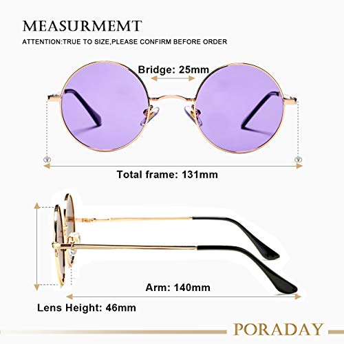 Poraday PD021H Circle Lennon Glasses Retro Round Polarized Sunglasses Hippie Style Small Circle Sun Glasses thumb #6