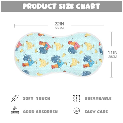 xigua Colorful Roosters Muslin Baby Burp Cloths Set of 4, Super Soft & Absorbent Burping Rags, Cotton Burp Clothes Shower Gift for Newborn, Baby Girls and Boys4