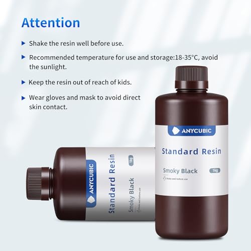 Image of ANYCUBIC 3D Printer Resin, 405nm SLA UV-Curing Resin with High Precision and Quick Curing & Excellent Fluidity for LCD 3D Printing (Smoky Black, 1kg)