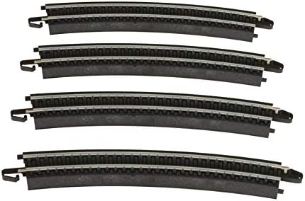 Bachmann Trains - Snap-Fit E-Z Track 18” Radius Curved Track (4/card) - Steel Alloy Rail With Black Roadbed - HO Scale