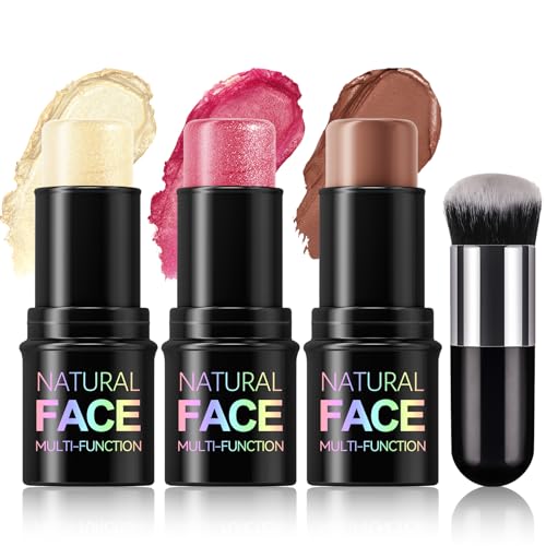 Erinde Cream Blush, Contour, and Highlighter Multi Stick - 3 in 1 Face Makeup Set With Bronzer for Cheeks, Eyes, Lips - Waterproof and Long Lasting, Set B