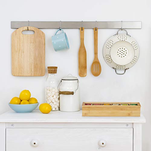 Foto von Relaxdays 10031460 Teebox Bambus, 6 Fächer, 72 Teebeutel, Klappdeckel, Aromaschutz, längliche Teekiste, HBT: 9 x 44 x 9 cm, natur