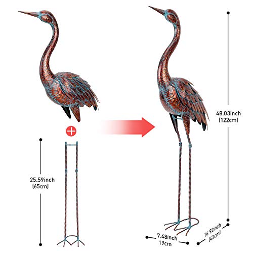 Outdoor Garden Statue Metal Crane Yard Art Decor Heron Statue Bird Sculpture - Thumbnail 2