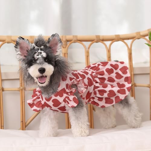 Image of CuteBone Frilly Dog Dress Princess Puppy Birthday Dresses with Ruffled Sleeves Cat Clothes Outfit for Small Dogs Girl Pet Apparel