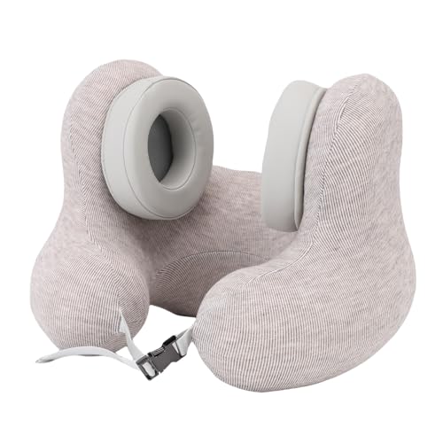 Naroote Oreiller de Voyage pour la Nuque, Oreiller de Voiture en Forme de U avec Cache-Oreilles Antibruit, Soutien à 360°, pour Les Voyages, Le Train, la Maison, Le Bureau